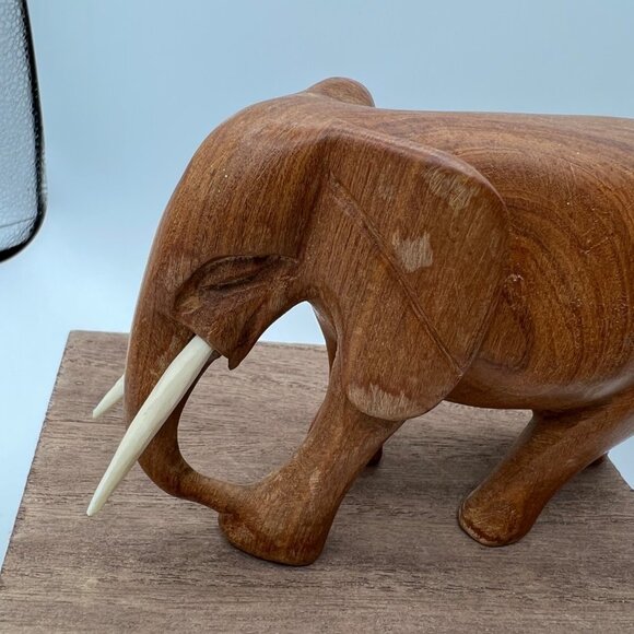 Teak Wood Sculpture of a Left-Facing Elephant from Thailand, "Go For a Walk" - Picture 6 of 13